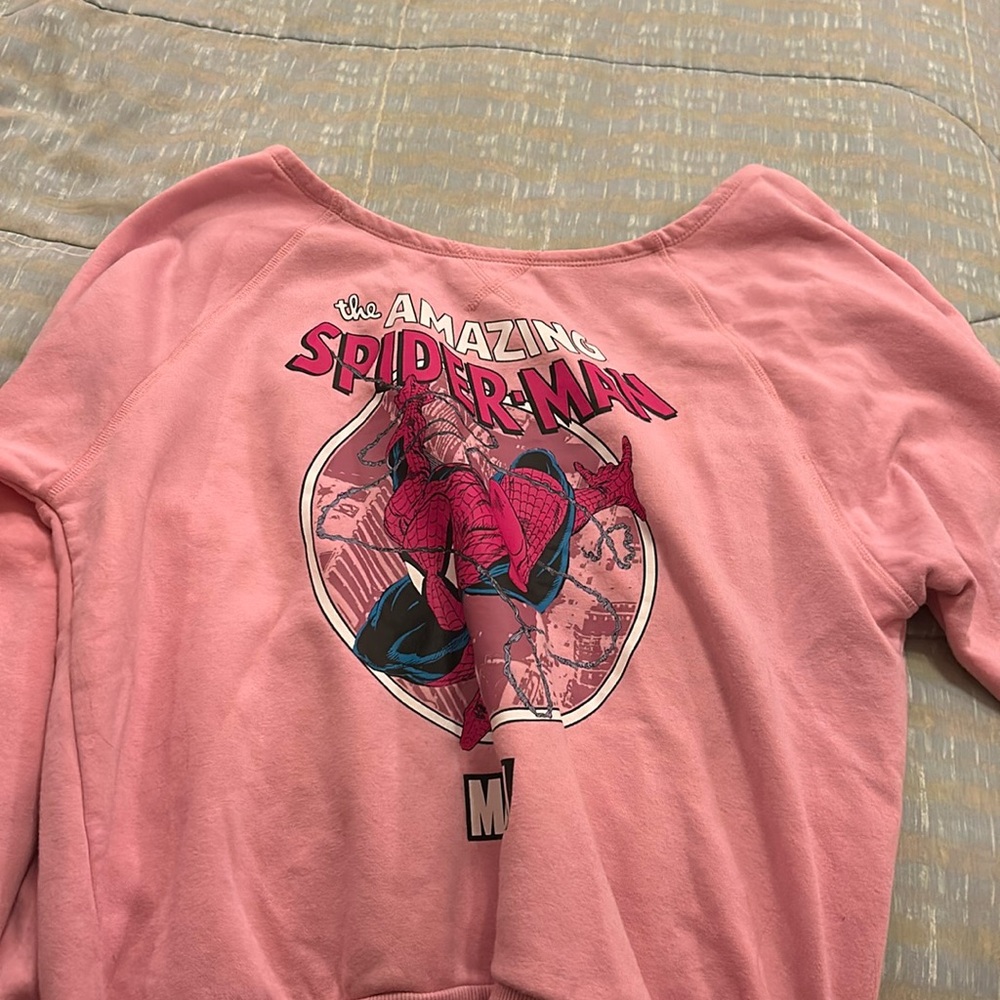marvel pink off shoulder oversized sweater